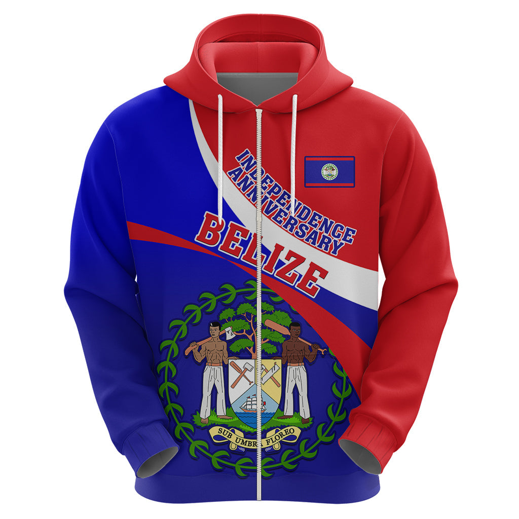 Belize Independence Day Hoodie Coat Of Arms Curve Style LT14