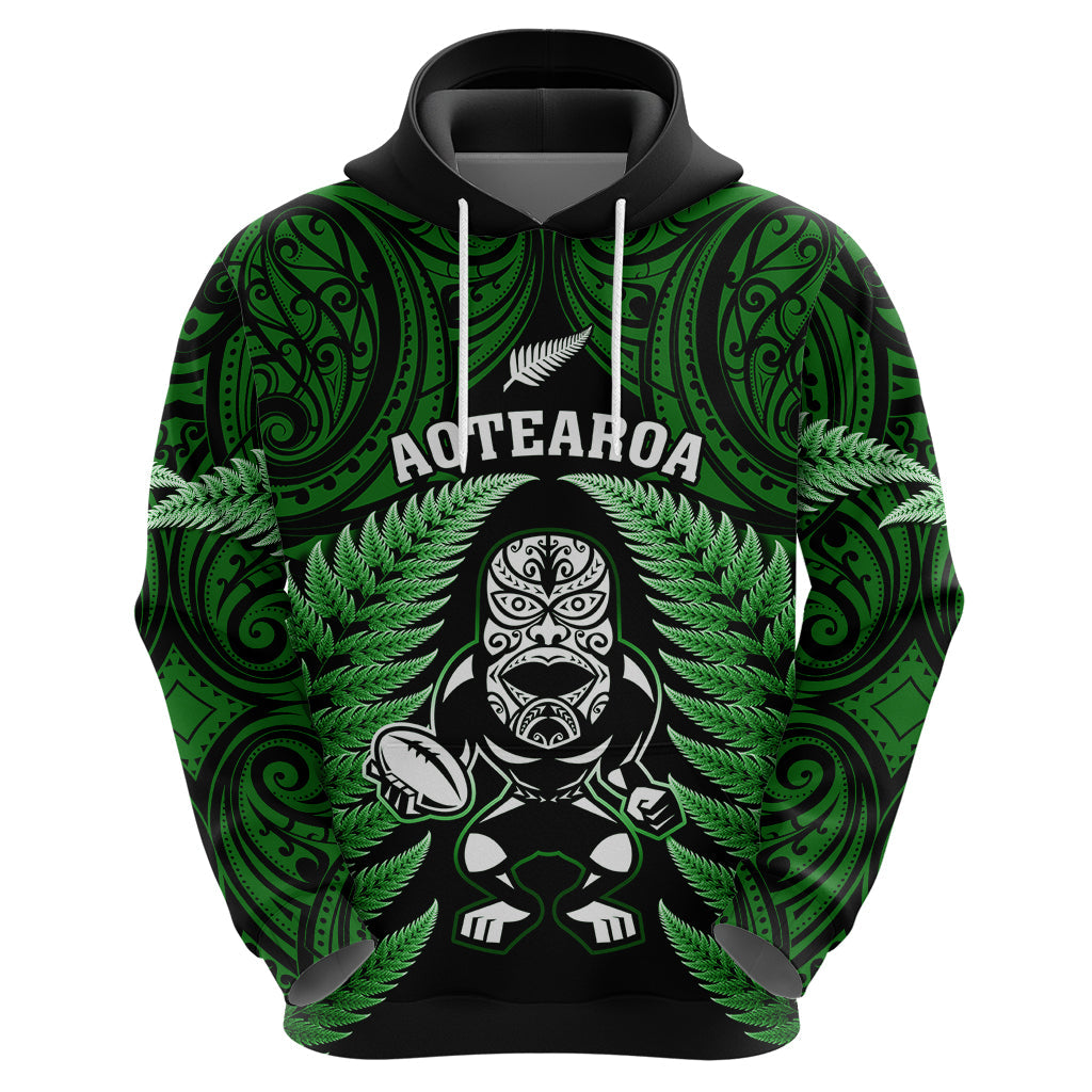 New Zealand Aotearoa Rugby Hoodie NZ Tiki With Maori Fern World Cup Green Version LT14