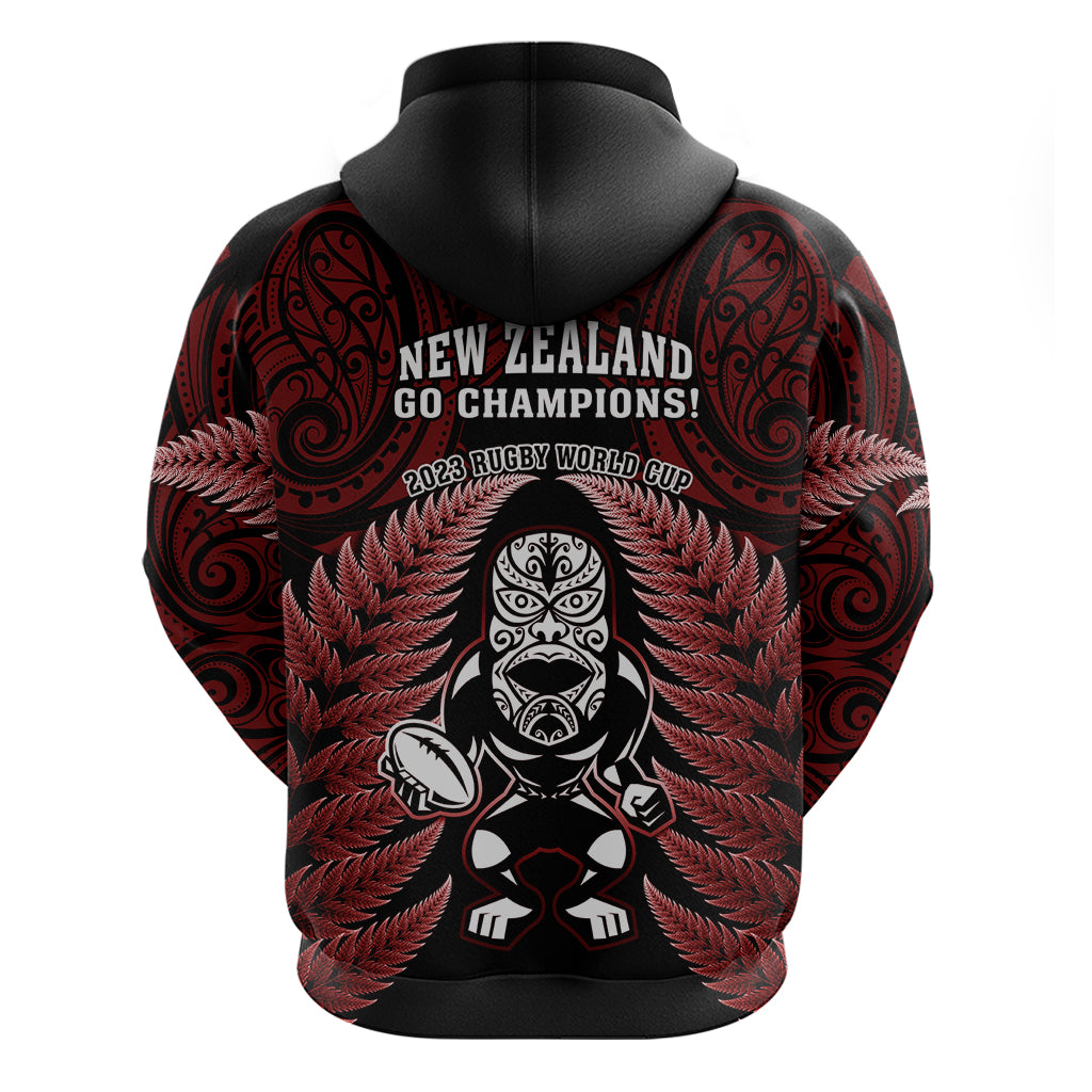 New Zealand Aotearoa Rugby Hoodie NZ Tiki With Maori Fern World Cup Red Version LT14
