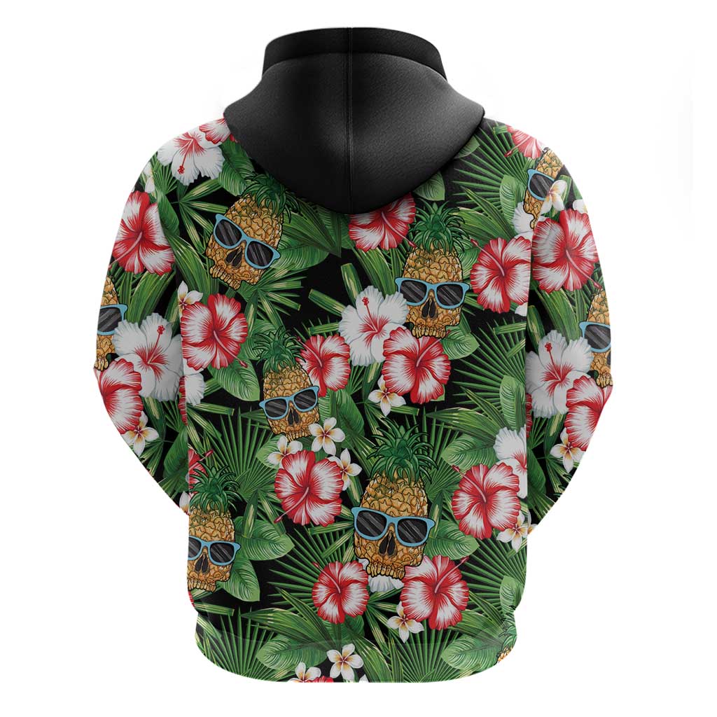 Pineapple Skull Aloha Hawaii Hoodie Summer Vibes Tropical Seamless Pattern LT14