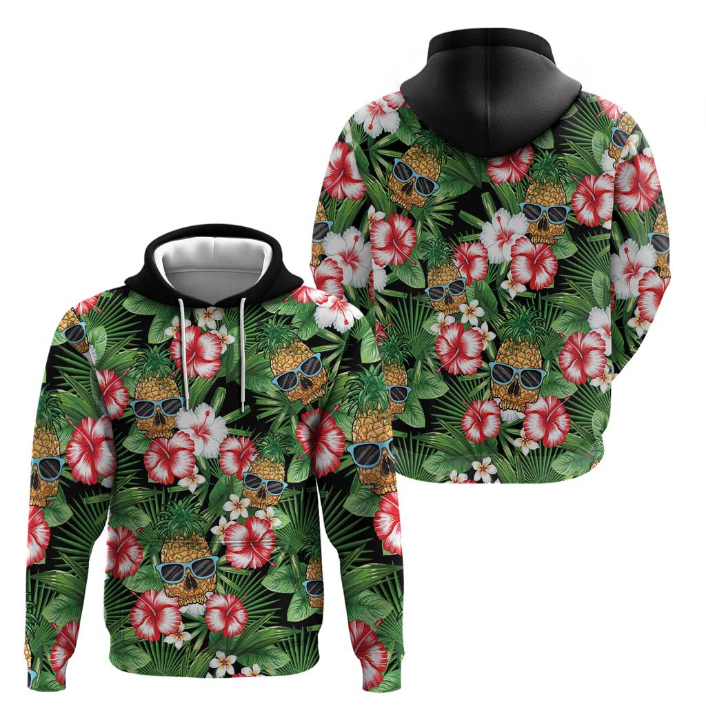 Pineapple Skull Aloha Hawaii Hoodie Summer Vibes Tropical Seamless Pattern LT14