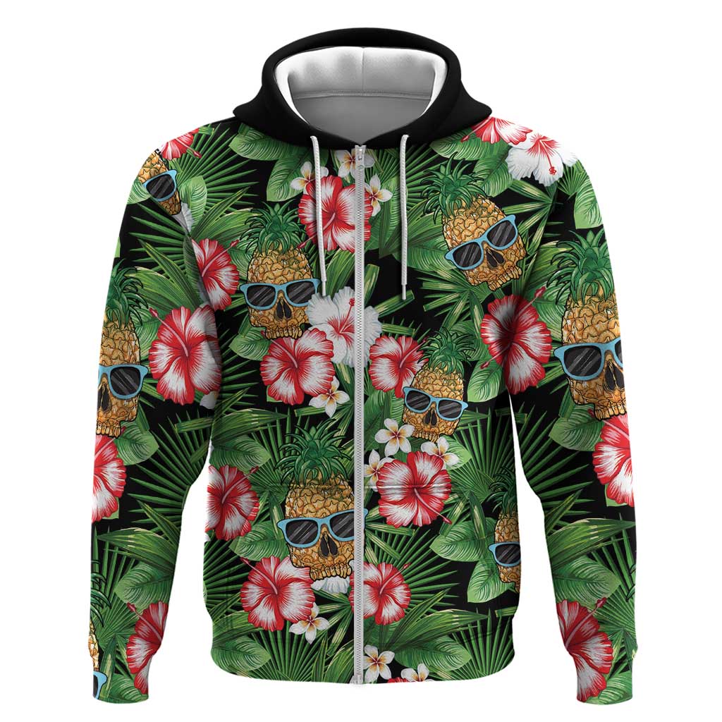Pineapple Skull Aloha Hawaii Hoodie Summer Vibes Tropical Seamless Pattern LT14