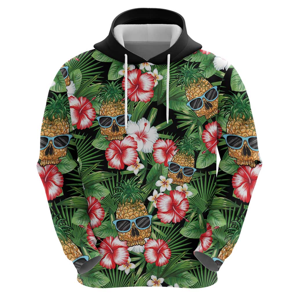 Pineapple Skull Aloha Hawaii Hoodie Summer Vibes Tropical Seamless Pattern LT14