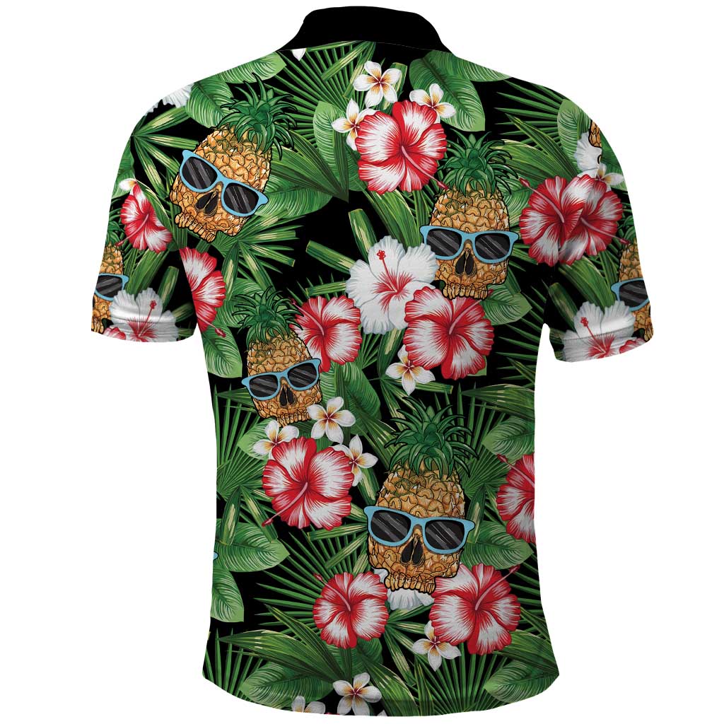 Pineapple Skull Aloha Hawaii Polo Shirt Summer Vibes Tropical Seamless Pattern LT14