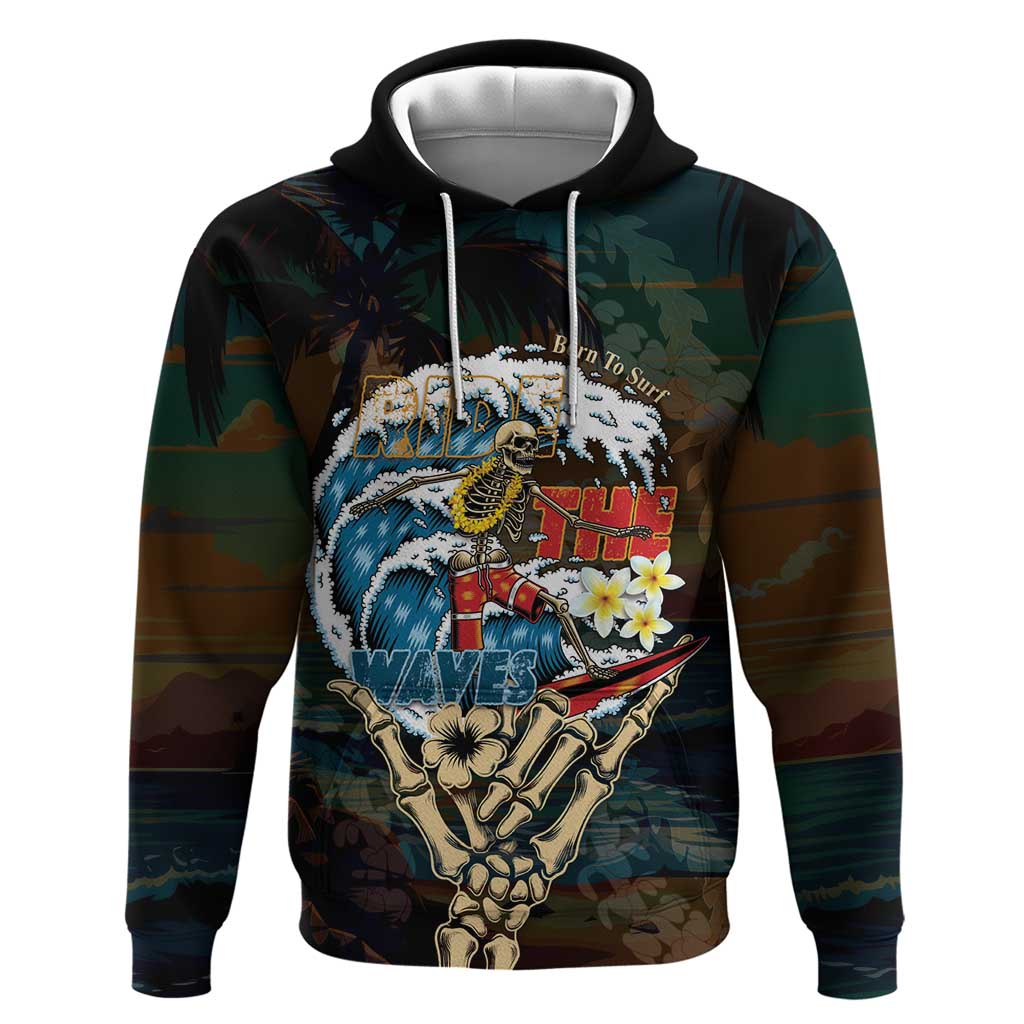 Aloha Hawaii Surfing Skull Hoodie Shaka Skeleton Ride The Waves LT14