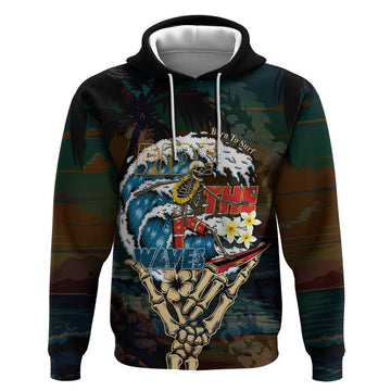 Aloha Hawaii Surfing Skull Hoodie Shaka Skeleton Ride The Waves LT14