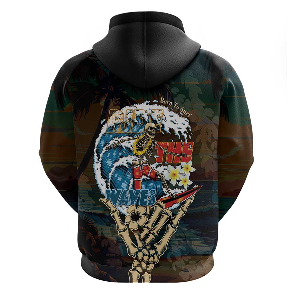Aloha Hawaii Surfing Skull Hoodie Shaka Skeleton Ride The Waves LT14