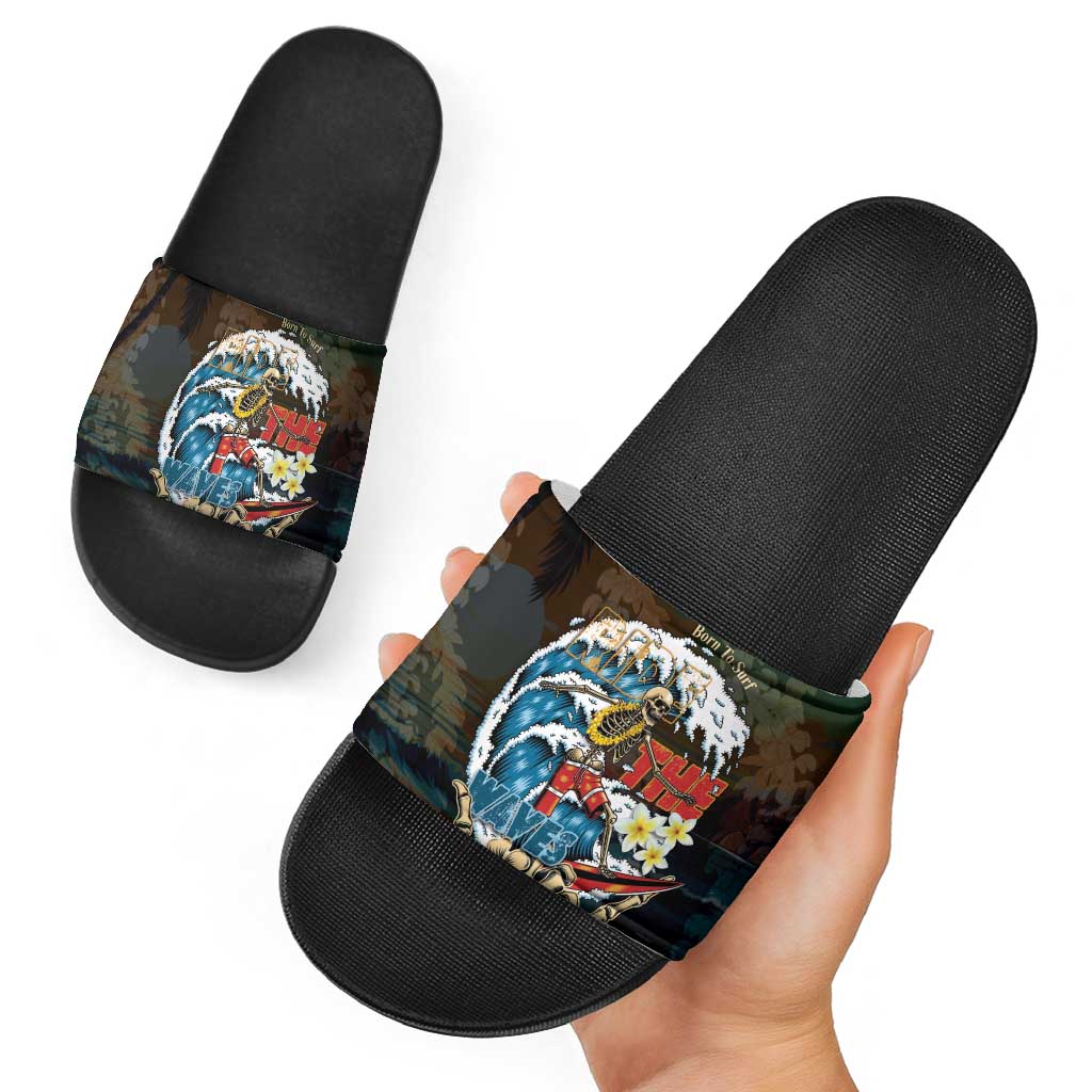 Aloha Hawaii Surfing Skull Slide Sandals Shaka Skeleton Ride The Waves LT14
