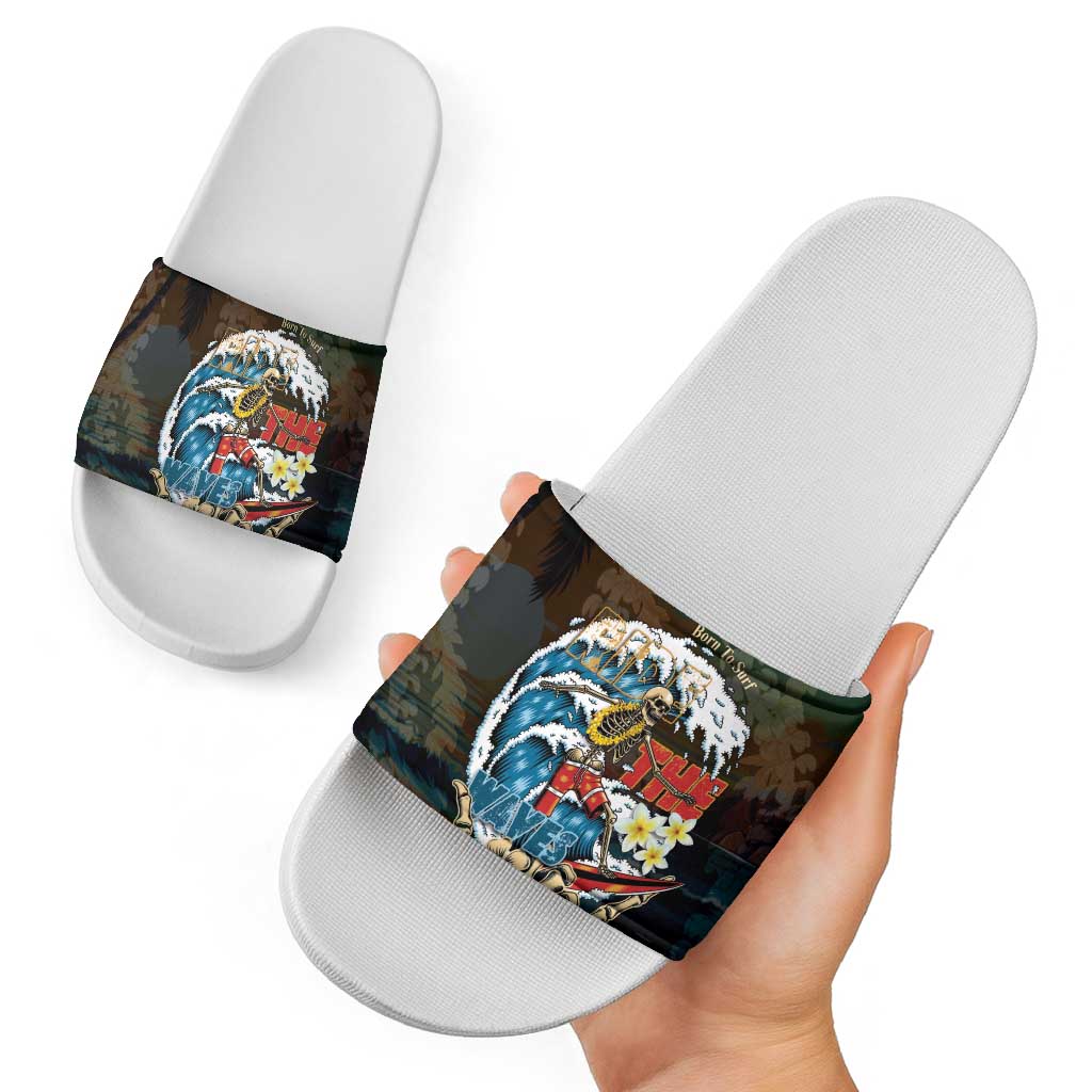 Aloha Hawaii Surfing Skull Slide Sandals Shaka Skeleton Ride The Waves LT14
