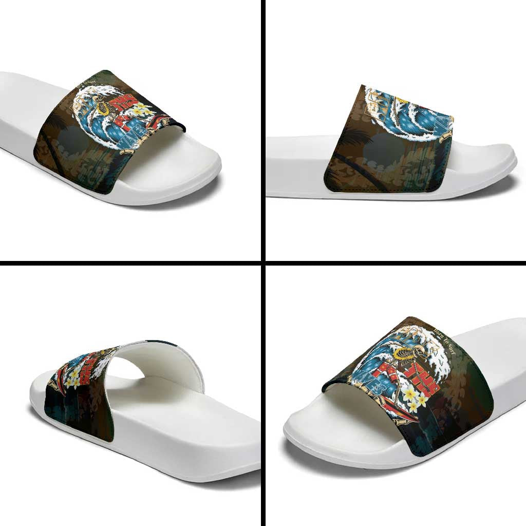 Aloha Hawaii Surfing Skull Slide Sandals Shaka Skeleton Ride The Waves LT14
