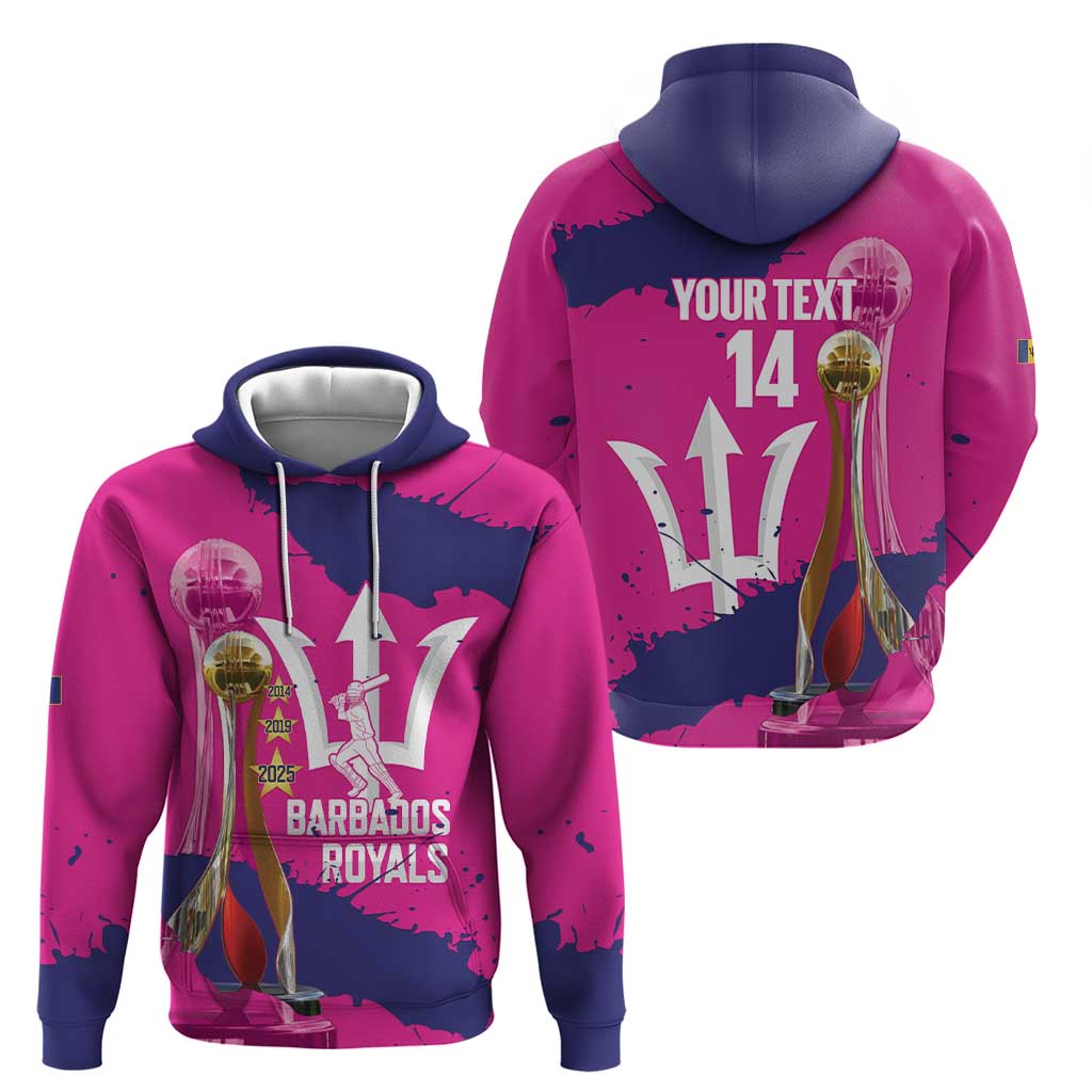 Barbados Royals Cricket Custom Hoodie 3rd Champions Trophy Proud - Pink LT14