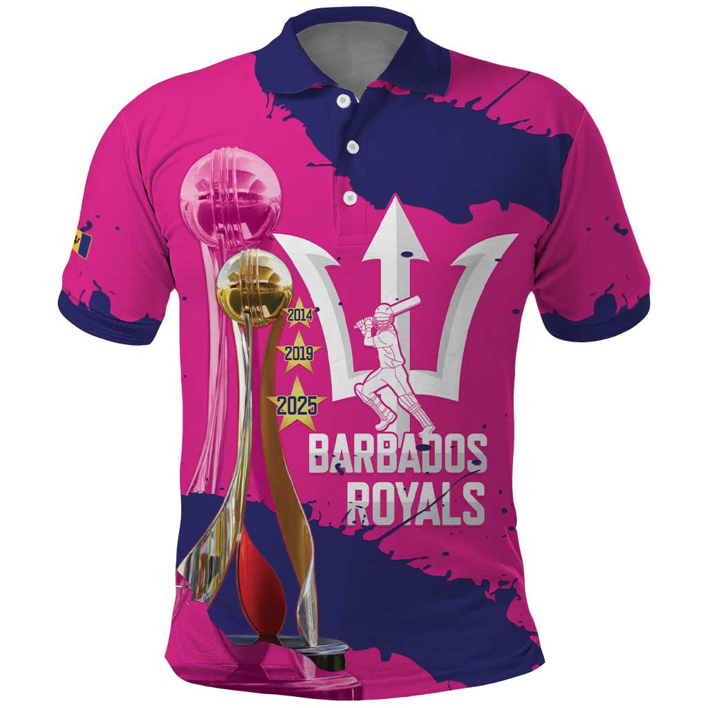 Barbados Royals Cricket Custom Polo Shirt 3rd Champions Trophy Proud - Pink LT14
