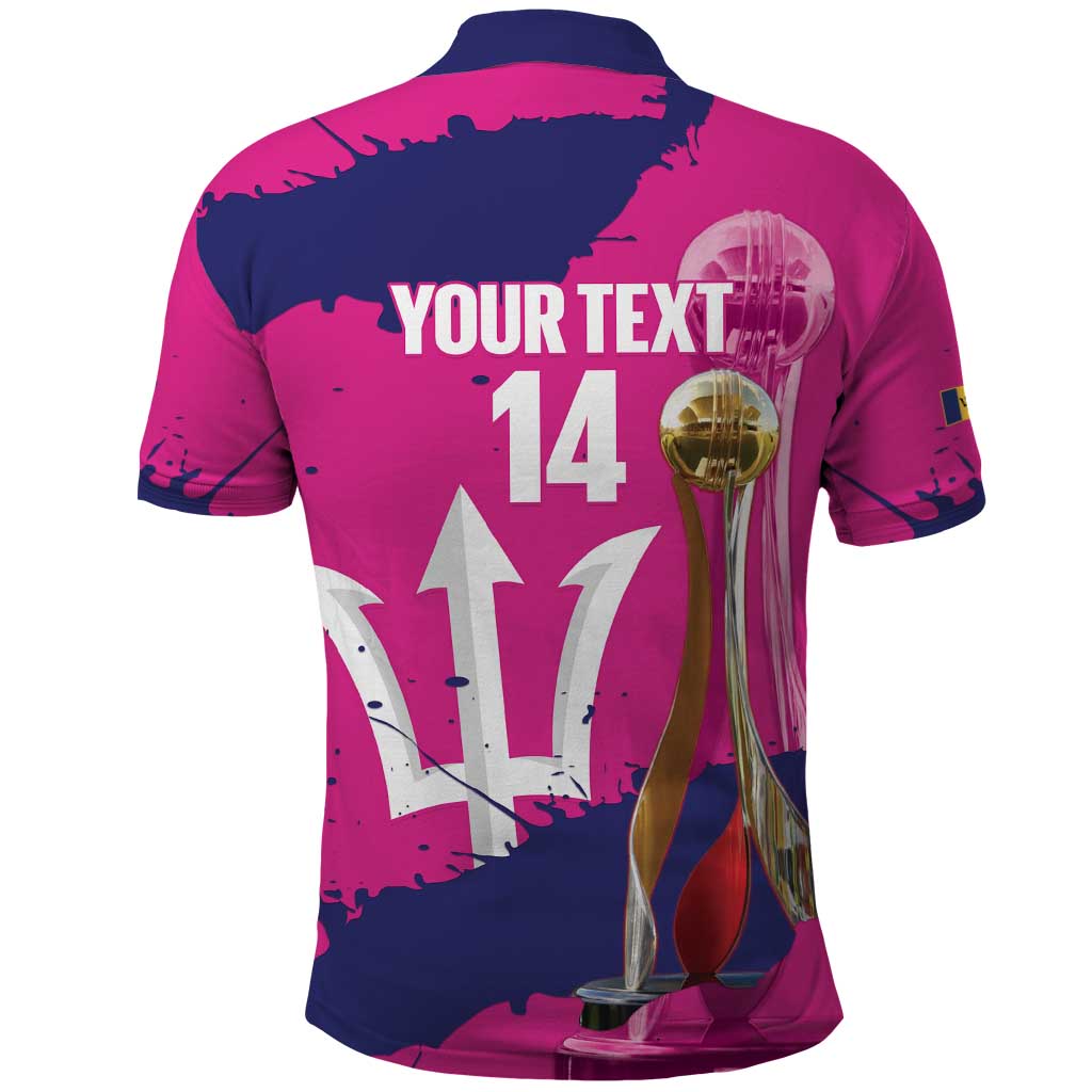 Barbados Royals Cricket Custom Polo Shirt 3rd Champions Trophy Proud - Pink LT14