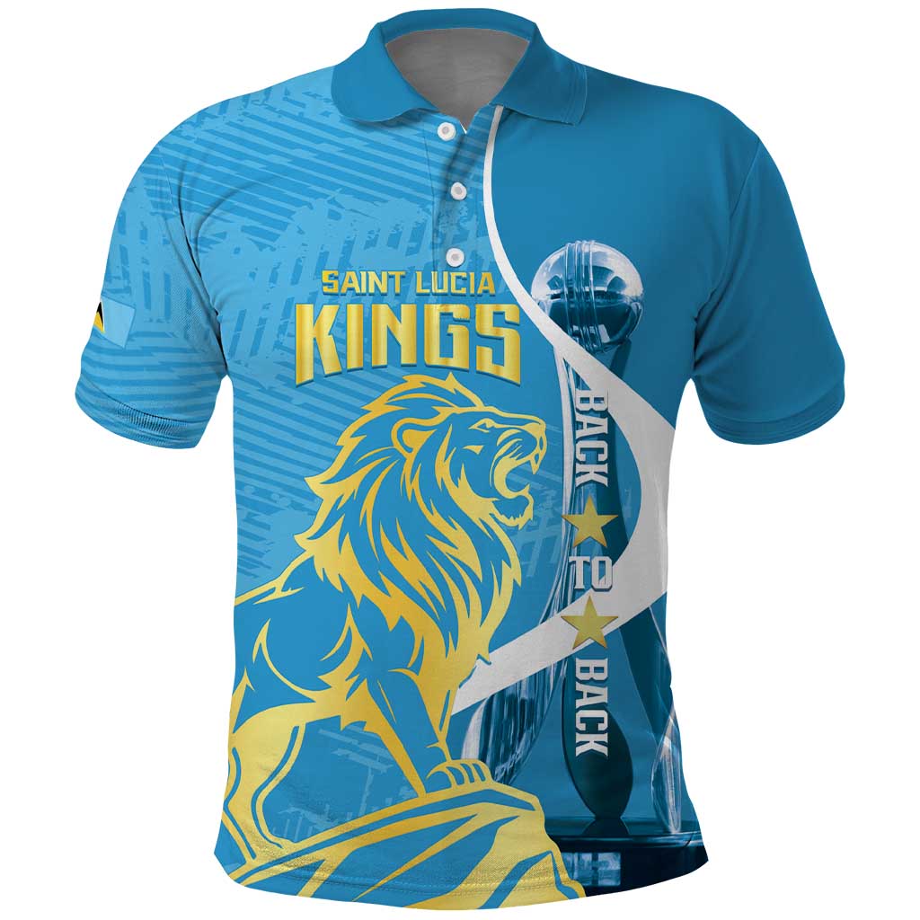 Saint Lucia Kings Cricket Custom Polo Shirt 2025 2nd Champions Back To Back LT14