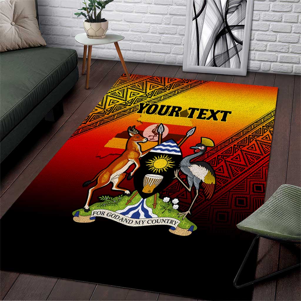Personalised Uganda Independence Day Area Rug Jamhuri ya Uganda Coat Of Arms LT14
