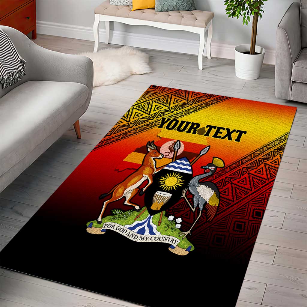 Personalised Uganda Independence Day Area Rug Jamhuri ya Uganda Coat Of Arms LT14