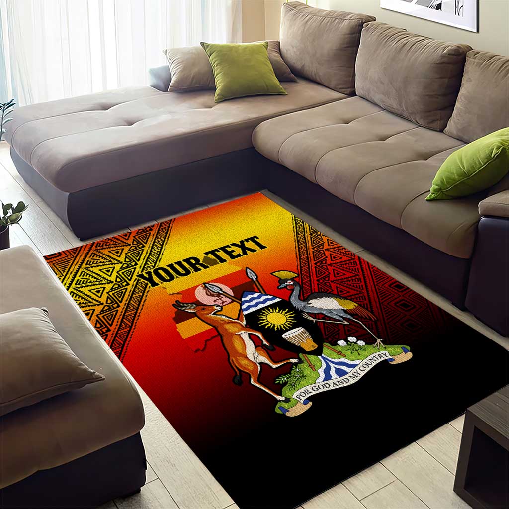 Personalised Uganda Independence Day Area Rug Jamhuri ya Uganda Coat Of Arms LT14