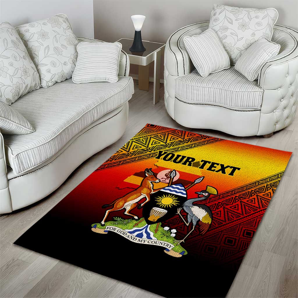Personalised Uganda Independence Day Area Rug Jamhuri ya Uganda Coat Of Arms LT14