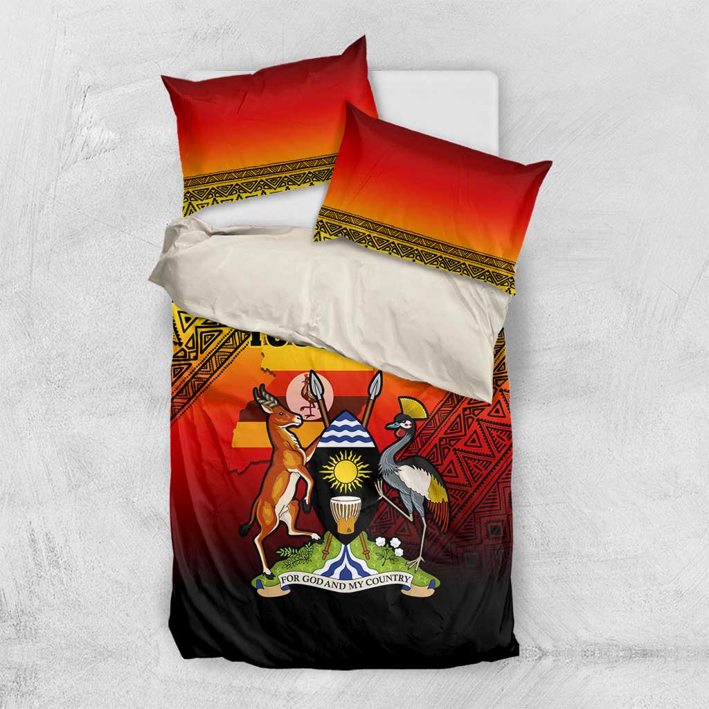 Personalised Uganda Independence Day Bedding Set Jamhuri ya Uganda Coat Of Arms LT14
