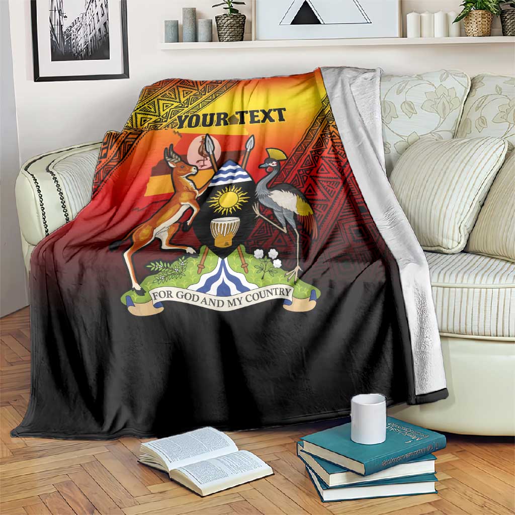 Personalised Uganda Independence Day Blanket Jamhuri ya Uganda Coat Of Arms LT14