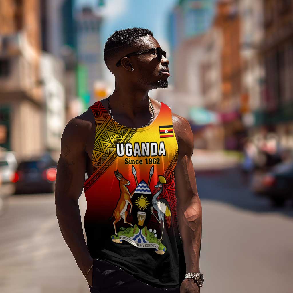 Personalised Uganda Independence Day Men Tank Top Jamhuri ya Uganda Coat Of Arms LT14