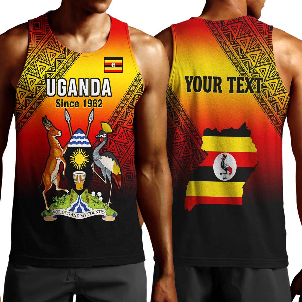 Personalised Uganda Independence Day Men Tank Top Jamhuri ya Uganda Coat Of Arms LT14