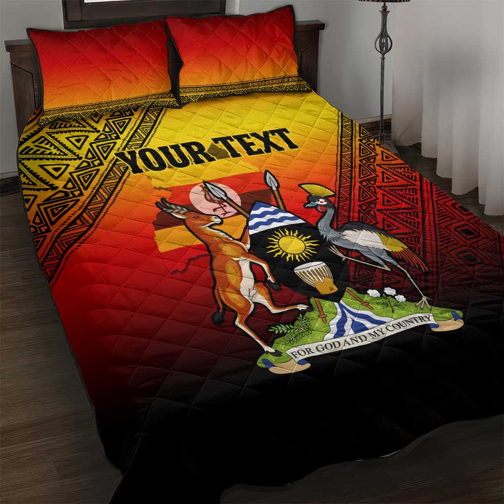 Personalised Uganda Independence Day Quilt Bed Set Jamhuri ya Uganda Coat Of Arms LT14