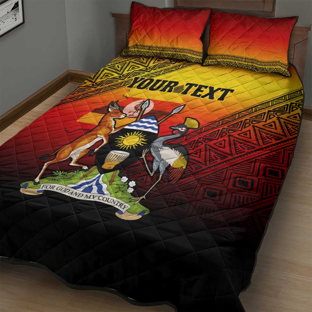 Personalised Uganda Independence Day Quilt Bed Set Jamhuri ya Uganda Coat Of Arms LT14