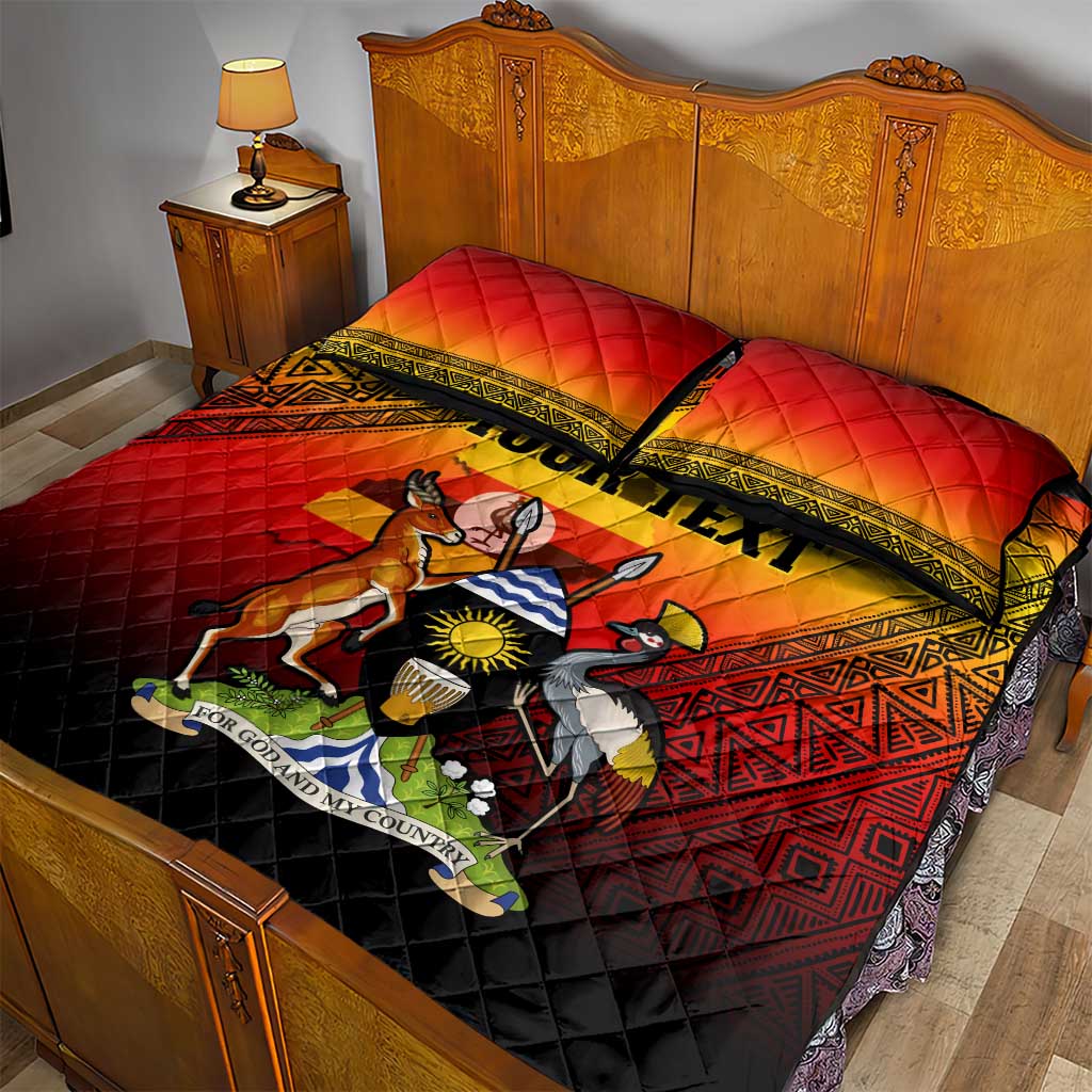 Personalised Uganda Independence Day Quilt Bed Set Jamhuri ya Uganda Coat Of Arms LT14