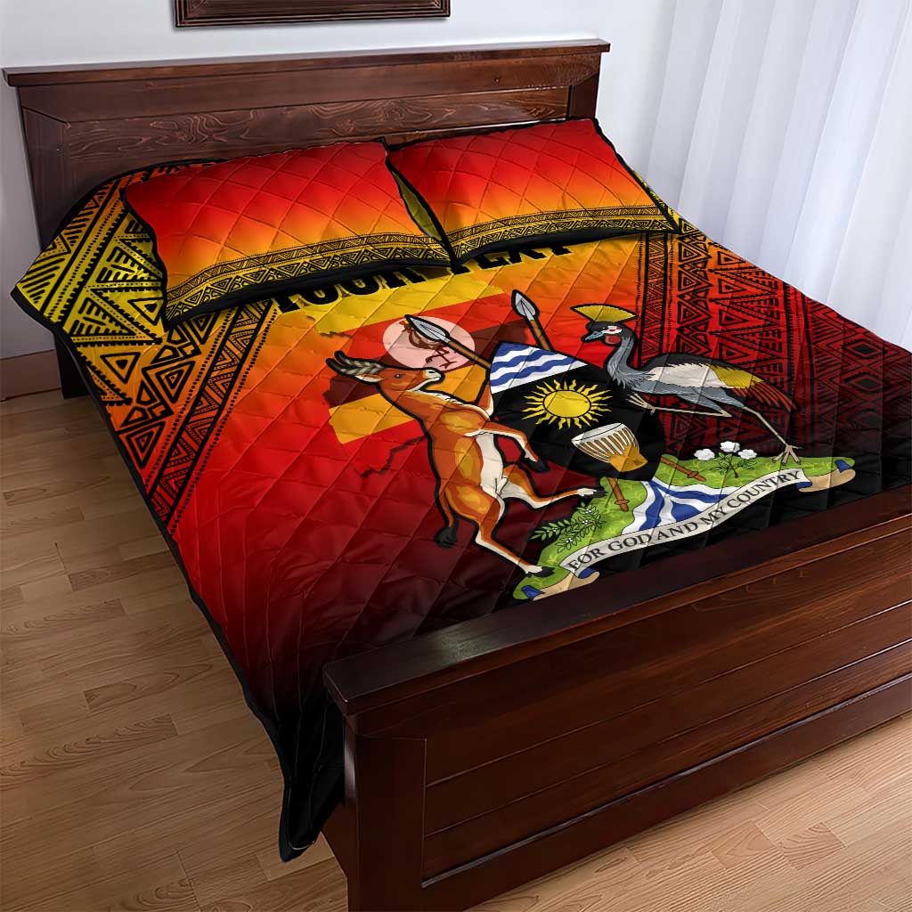 Personalised Uganda Independence Day Quilt Bed Set Jamhuri ya Uganda Coat Of Arms LT14