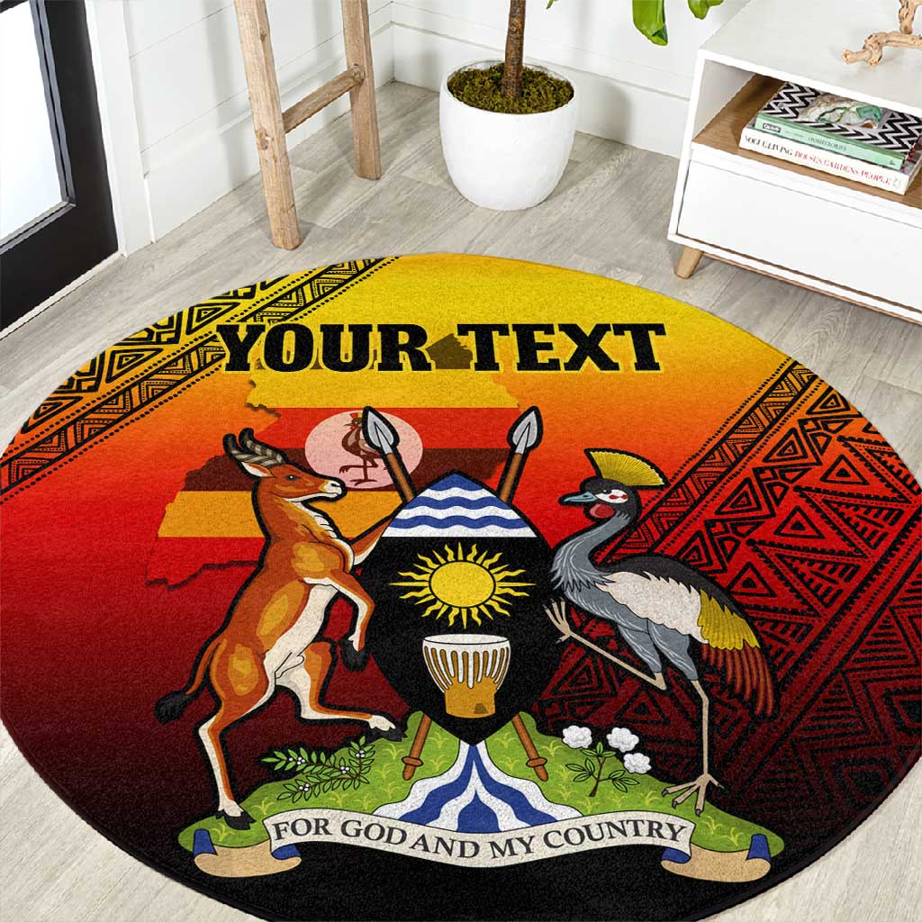 Personalised Uganda Independence Day Round Carpet Jamhuri ya Uganda Coat Of Arms LT14