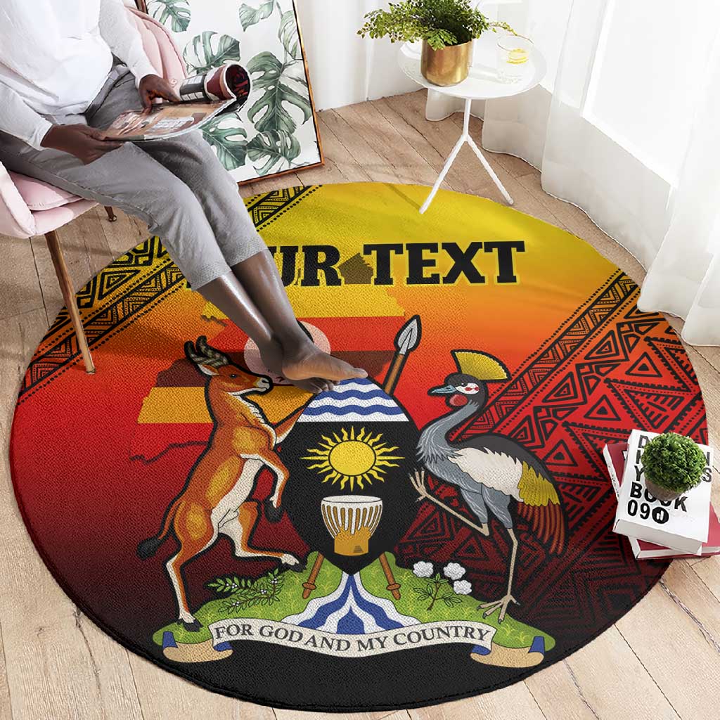 Personalised Uganda Independence Day Round Carpet Jamhuri ya Uganda Coat Of Arms LT14