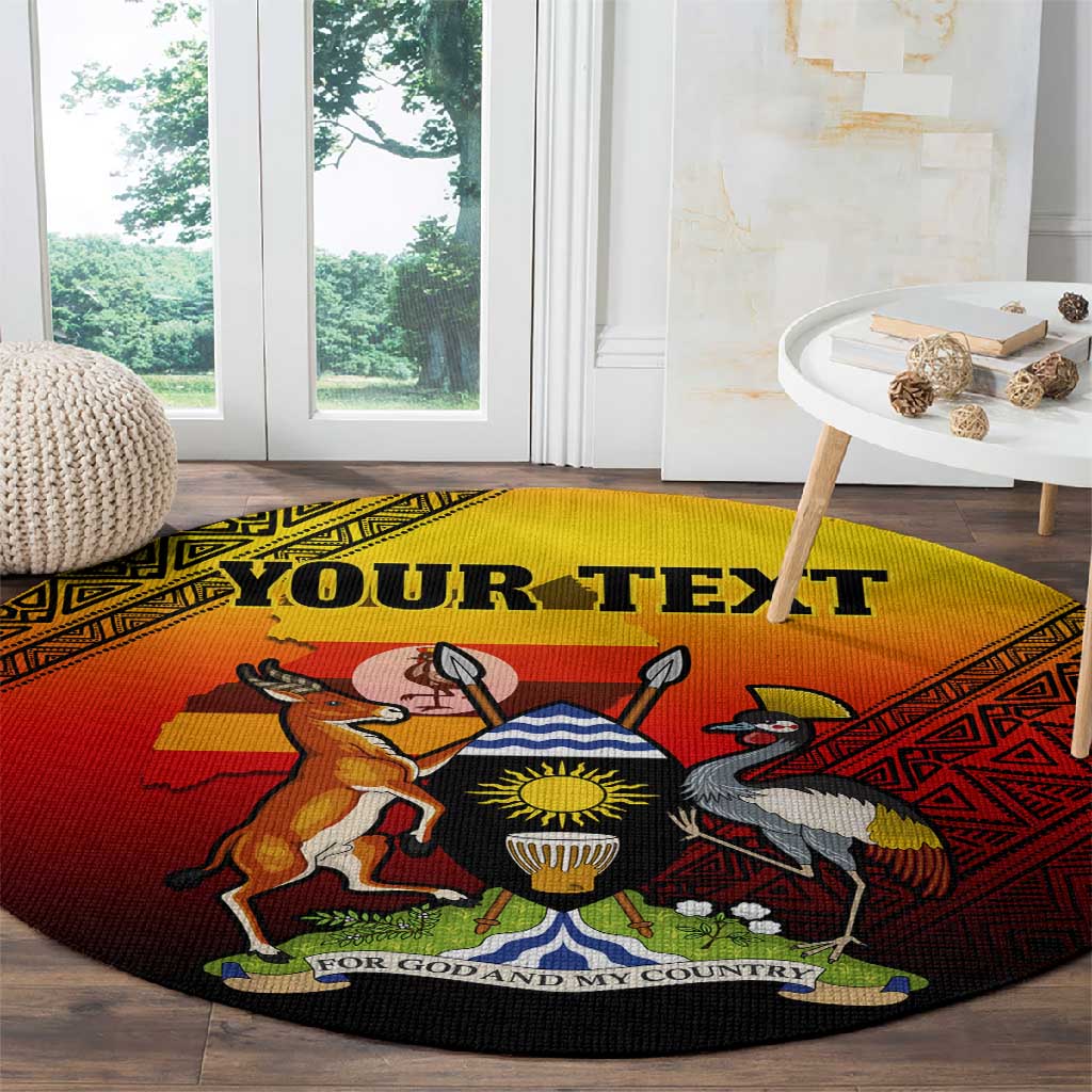 Personalised Uganda Independence Day Round Carpet Jamhuri ya Uganda Coat Of Arms LT14