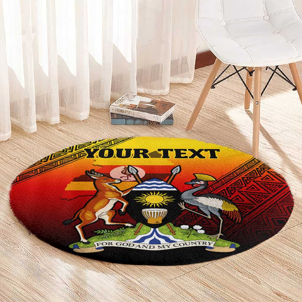 Personalised Uganda Independence Day Round Carpet Jamhuri ya Uganda Coat Of Arms LT14