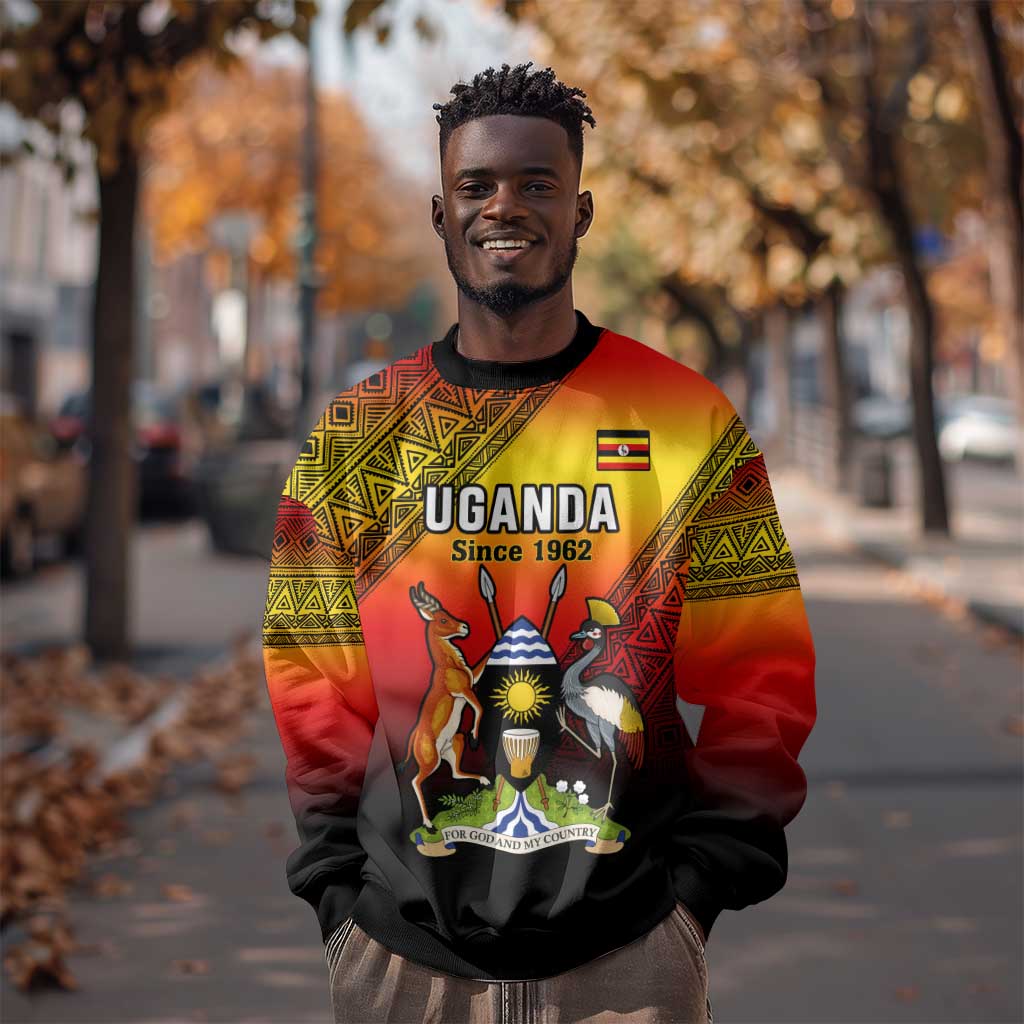 Personalised Uganda Independence Day Sweatshirt Jamhuri ya Uganda Coat Of Arms LT14