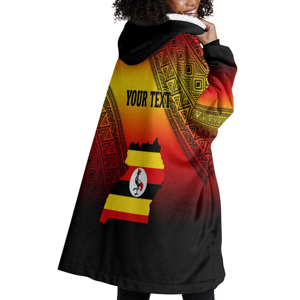 Personalised Uganda Independence Day Wearable Blanket Hoodie Jamhuri ya Uganda Coat Of Arms LT14