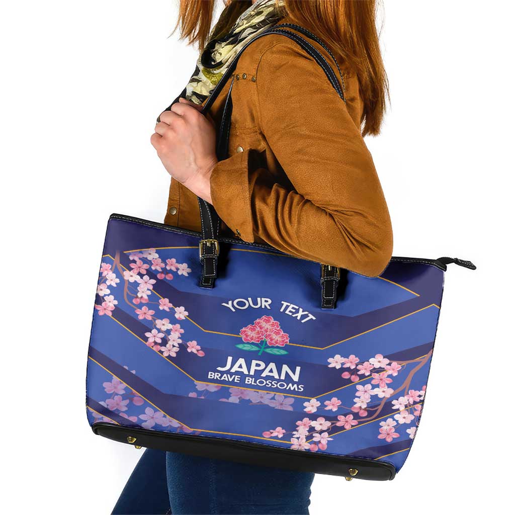 Custom Japan Rugby Leather Tote Bag Go Brave Blossoms LT14