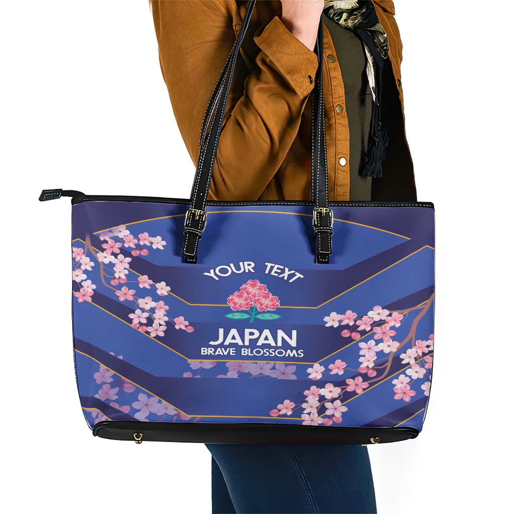 Custom Japan Rugby Leather Tote Bag Go Brave Blossoms LT14