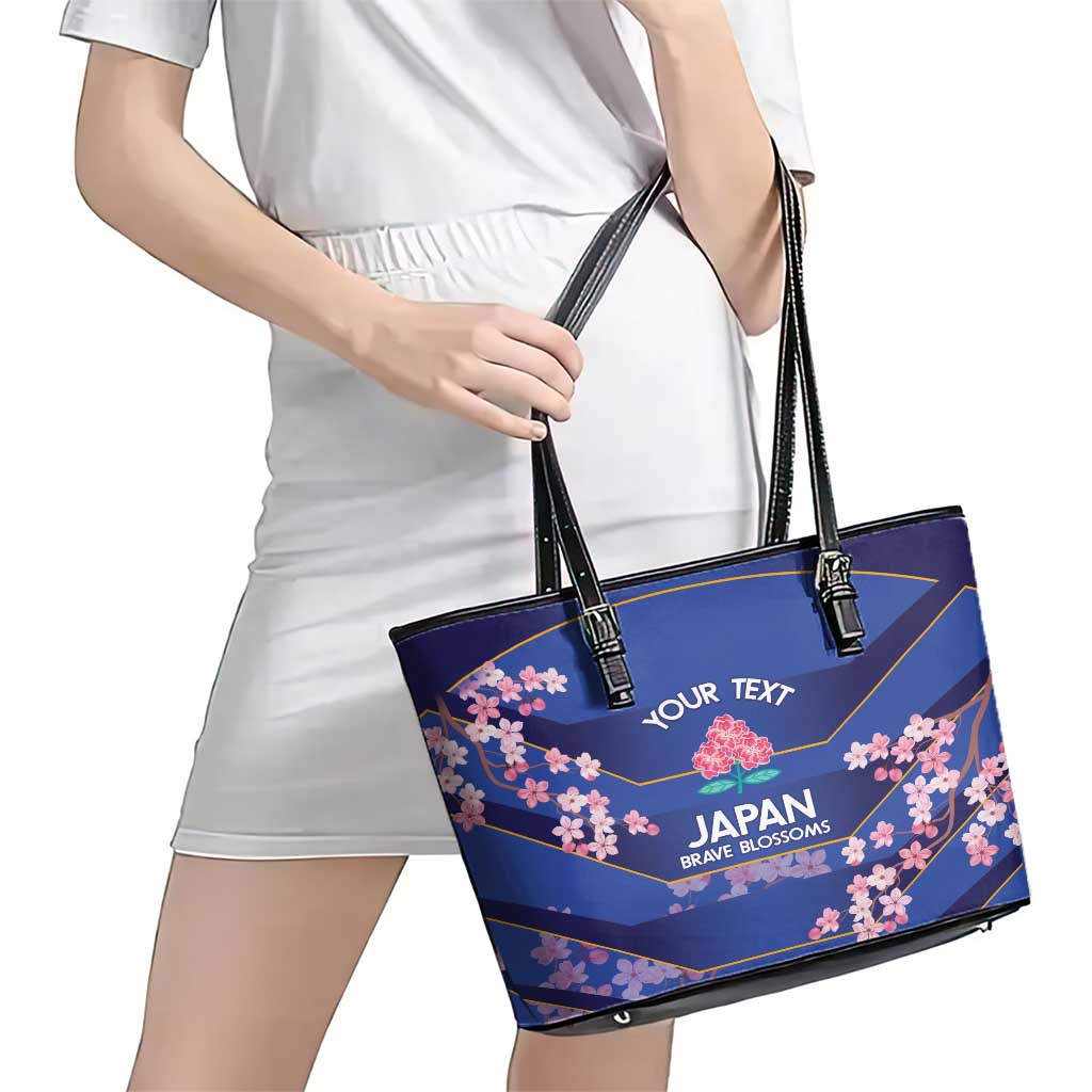 Custom Japan Rugby Leather Tote Bag Go Brave Blossoms LT14