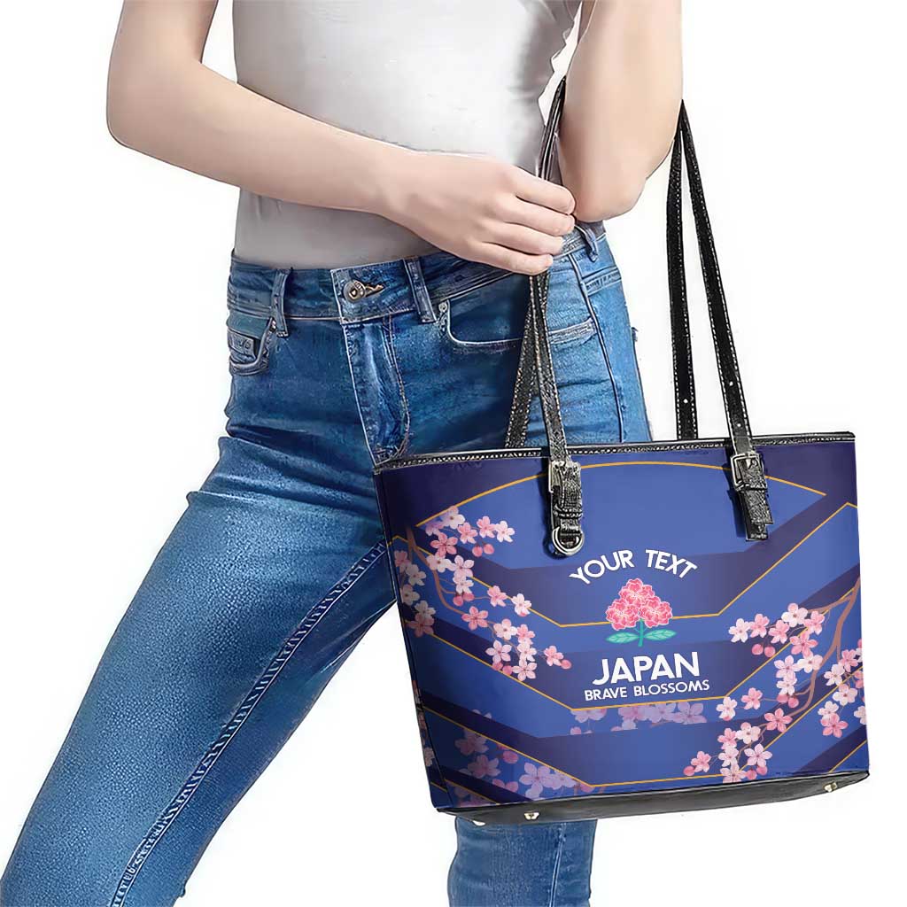Custom Japan Rugby Leather Tote Bag Go Brave Blossoms LT14