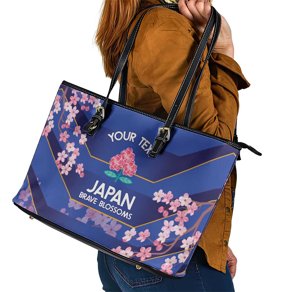 Custom Japan Rugby Leather Tote Bag Go Brave Blossoms LT14