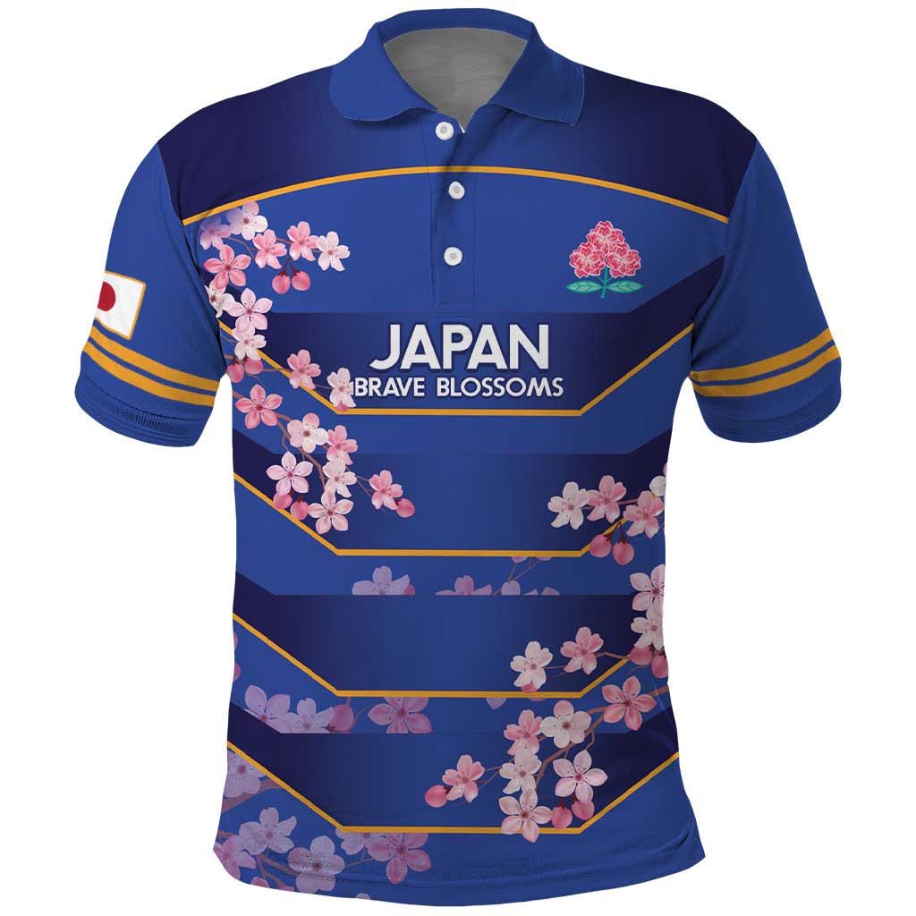 Custom Japan Rugby Polo Shirt Go Brave Blossoms LT14