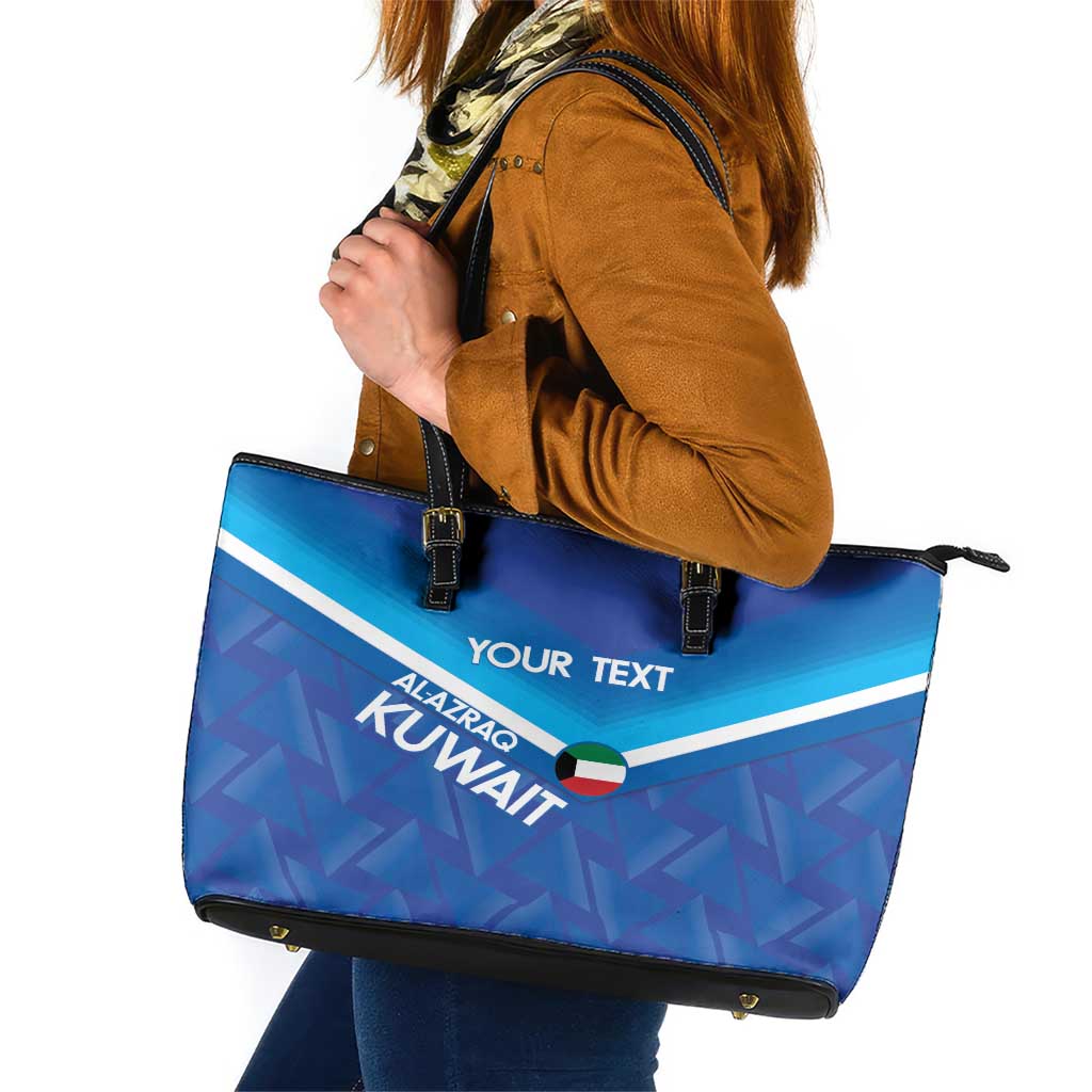 Custom Kuwait Football Leather Tote Bag Al-Azraq Sporty Style LT14