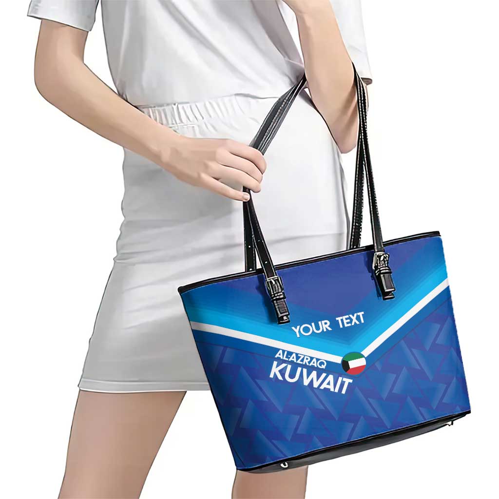 Custom Kuwait Football Leather Tote Bag Al-Azraq Sporty Style LT14