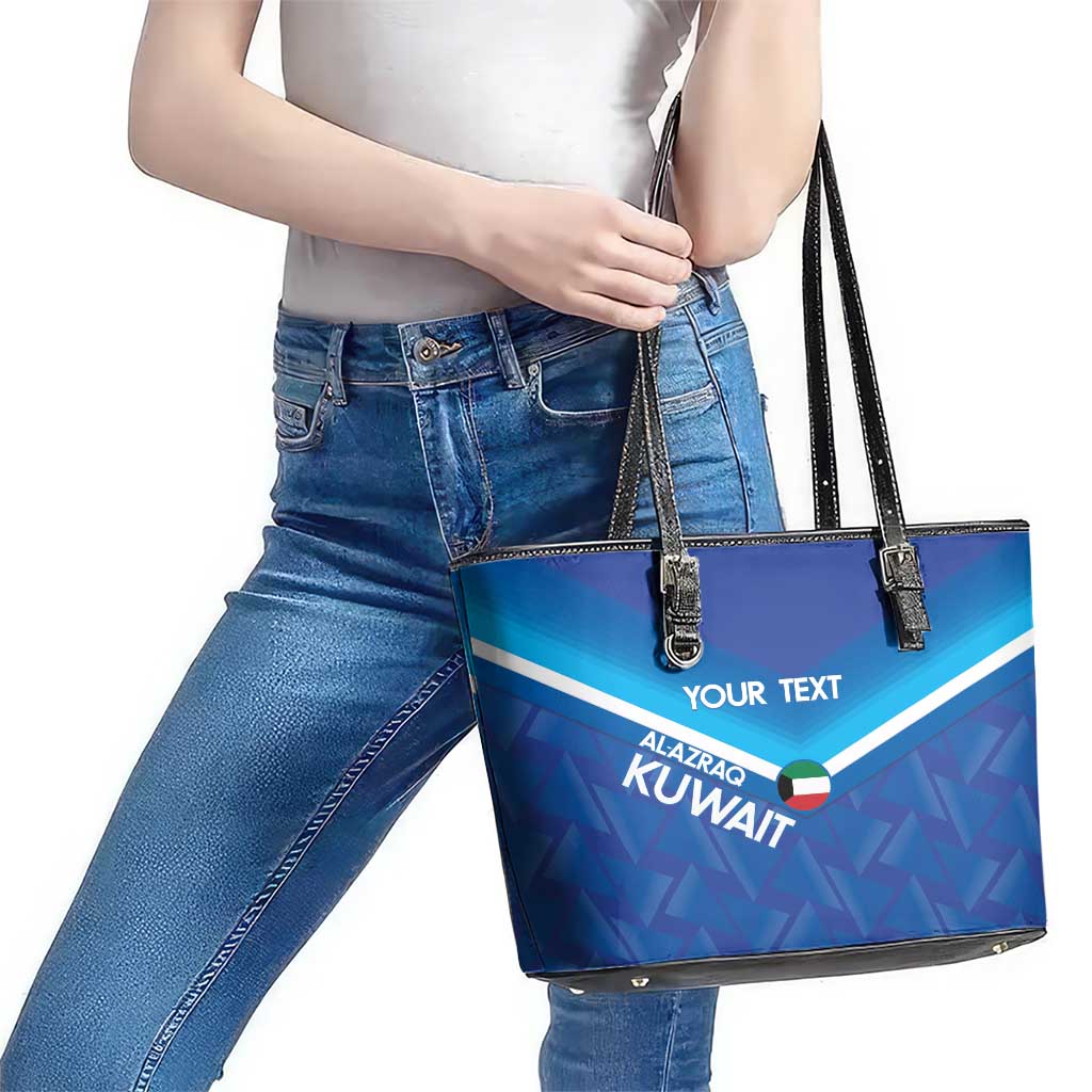 Custom Kuwait Football Leather Tote Bag Al-Azraq Sporty Style LT14