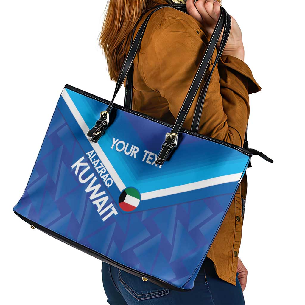 Custom Kuwait Football Leather Tote Bag Al-Azraq Sporty Style LT14