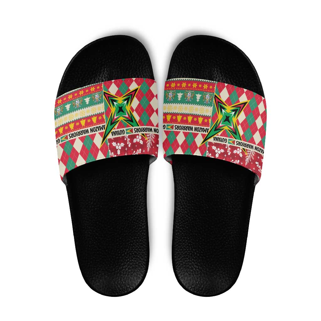 Amazon Warriors Cricket Christmas Slide Sandals Guyana Merry Xmas LT14