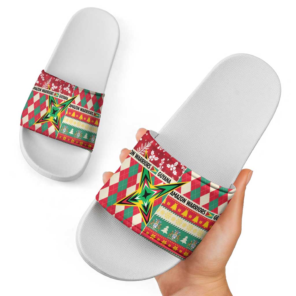 Amazon Warriors Cricket Christmas Slide Sandals Guyana Merry Xmas LT14