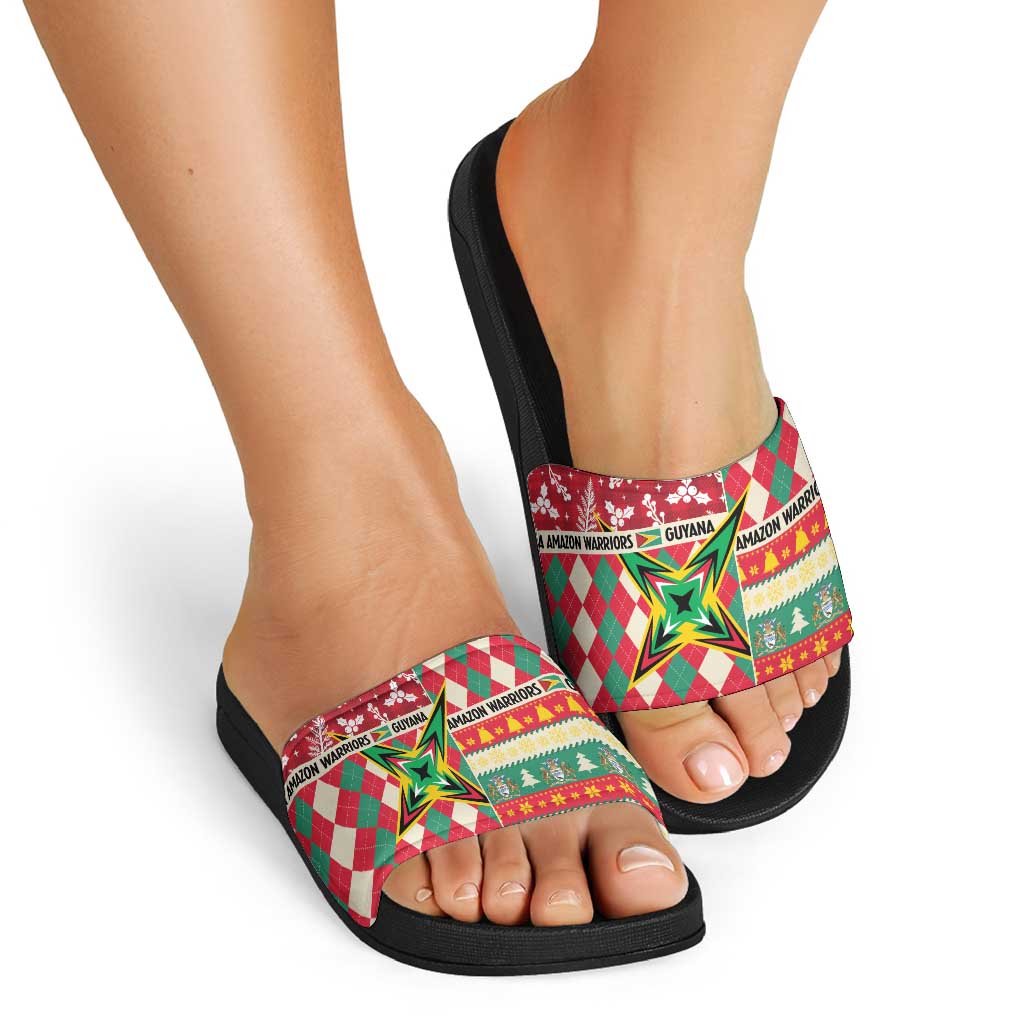 Amazon Warriors Cricket Christmas Slide Sandals Guyana Merry Xmas LT14