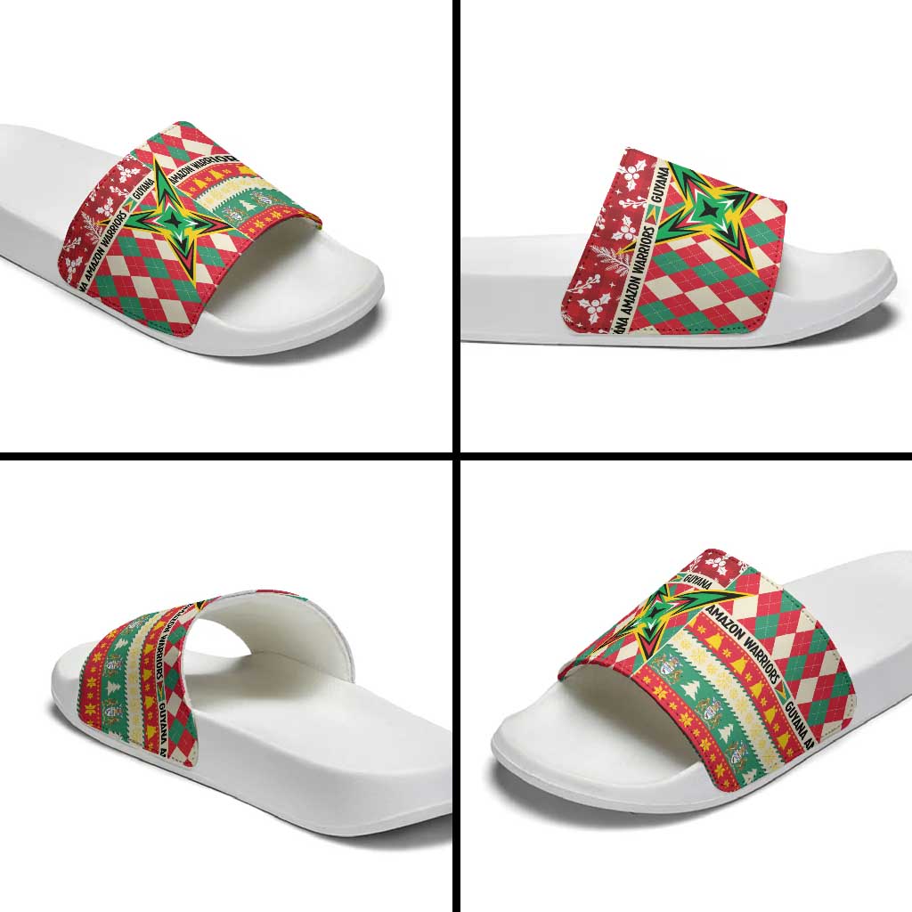 Amazon Warriors Cricket Christmas Slide Sandals Guyana Merry Xmas LT14